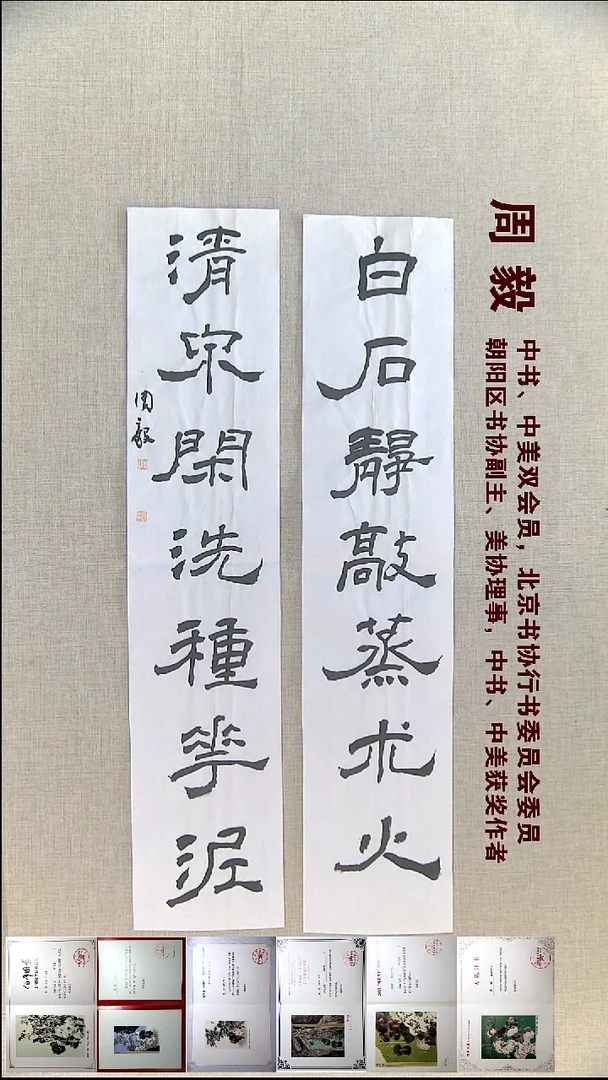 书法周毅书法对联福利14**68*2白石