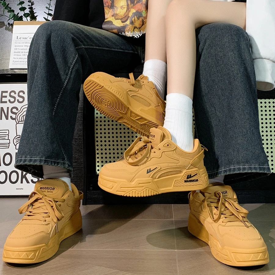 回力小麦色厚底男鞋2025秋季爆款复古港风高级感ins情侣休闲板鞋