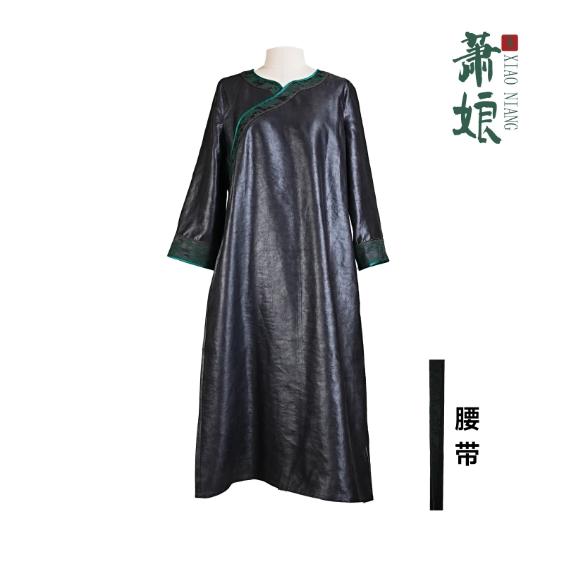 萧娘【芙蓉】油龟香云纱宽松连衣裙桑蚕丝女裙宽松新中式长裙XN1823