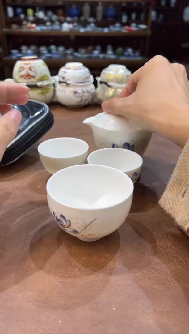 真的很便宜超好看会开片的旅行茶具
