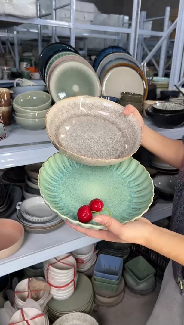 陶瓷外贸尾货瑕疵满20包邮X2深盘组合新品