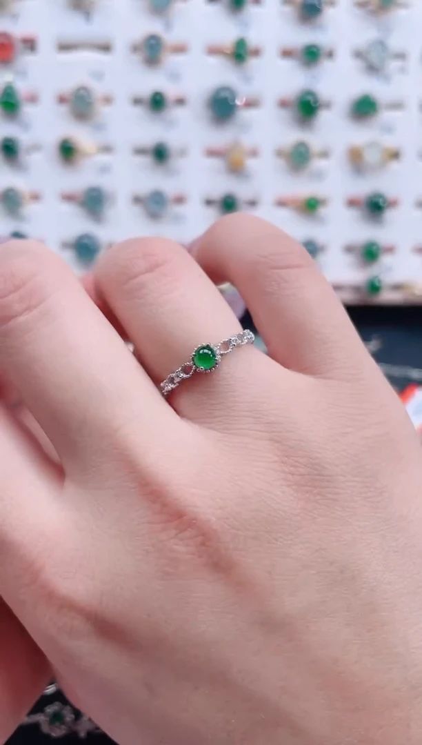 银S925镶嵌戒指翡翠天然翡翠