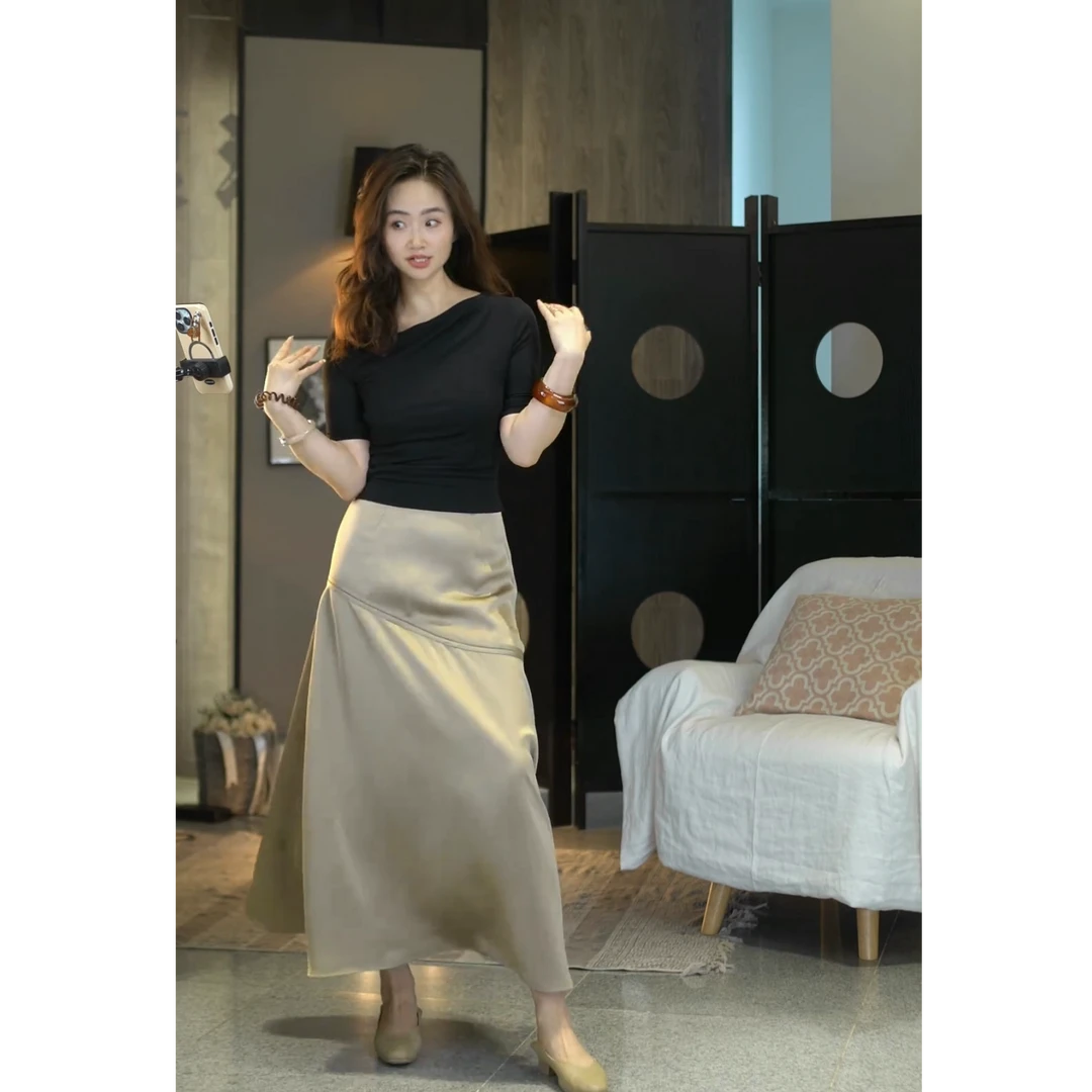 【SHYLOCK FASHION】超高密度马德拉刺绣精剪斜裁工艺醋酸半裙