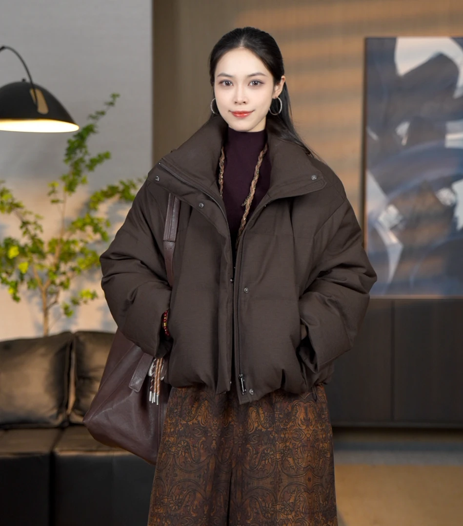 2025冬季新款立领大气休闲宽松显瘦加厚短款鹅绒服外套5927