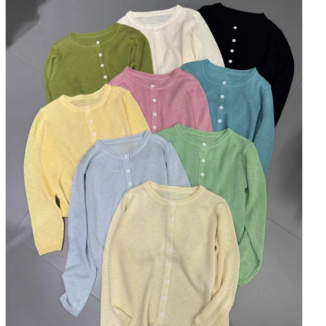 高品质抗起球糖果色长袖针织防晒开衫2025年新款时尚高级感上衣女