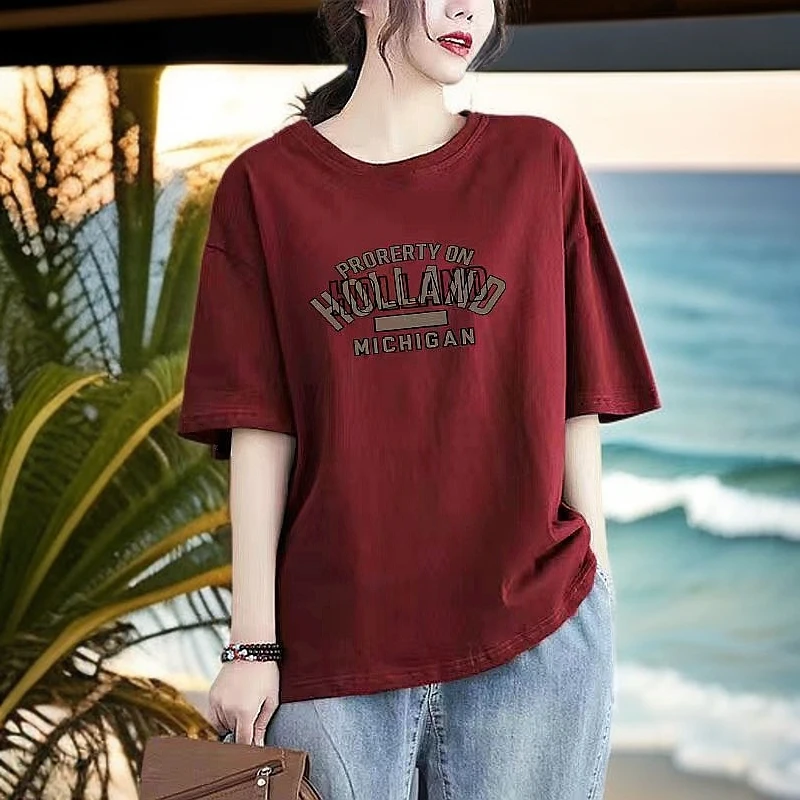 100%小个子宽松t恤2025新款爆款简约时尚大码显瘦百搭休闲上衣ins