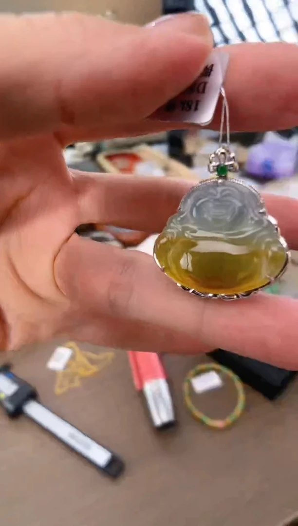 翡翠18K金镶嵌吊坠(不含链)佛公