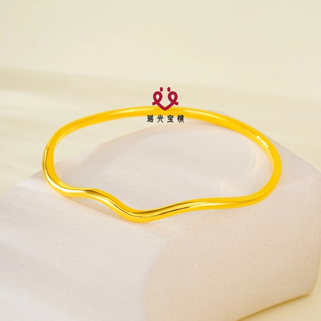 足银手镯 极简波浪INS风手镯 5G精工亮面 时尚高级感精致百搭手镯