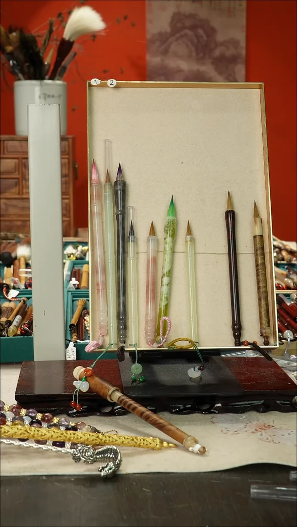 111号闪孤品高货毛笔链接 清水试笔 蘸墨不退