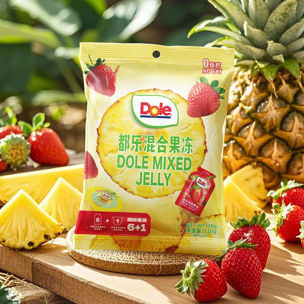 Dole/都乐 6+1混合果冻蒟蒻果味果冻草莓菠萝果冻130g/袋休闲零食