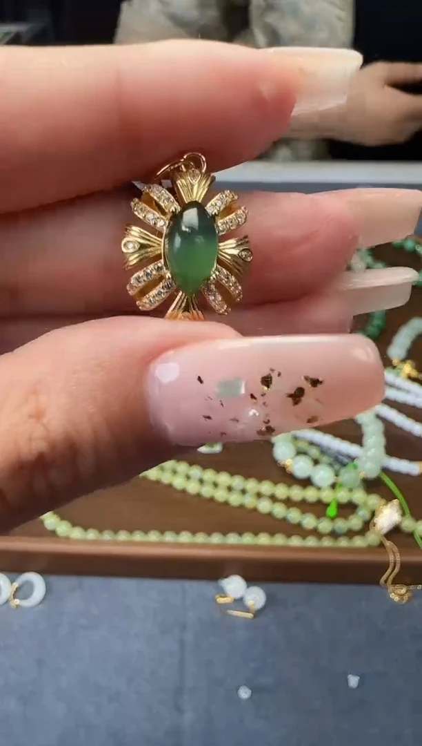 和田玉银S925镶嵌吊坠(不含链)1