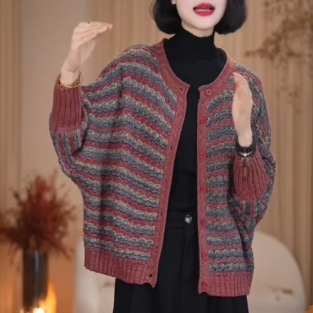 迈5【一衣两穿 】披肩新款针织开衫蝙蝠袖洋气减龄