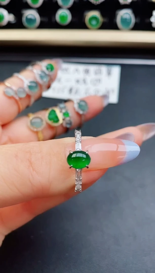 翡翠戒指银S925镶嵌508050