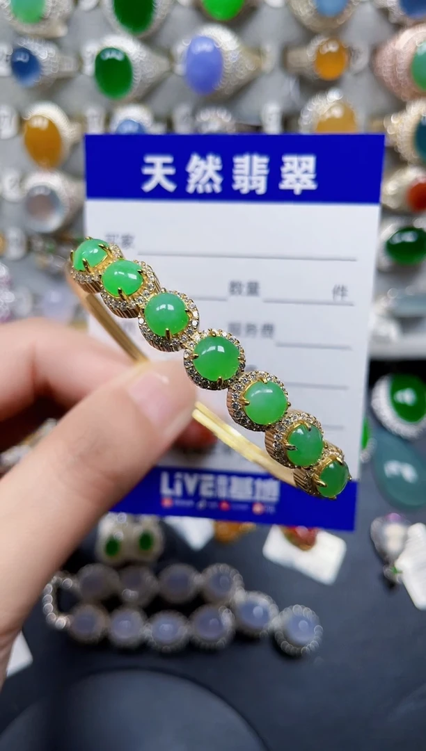银S925镶嵌手镯翡翠189