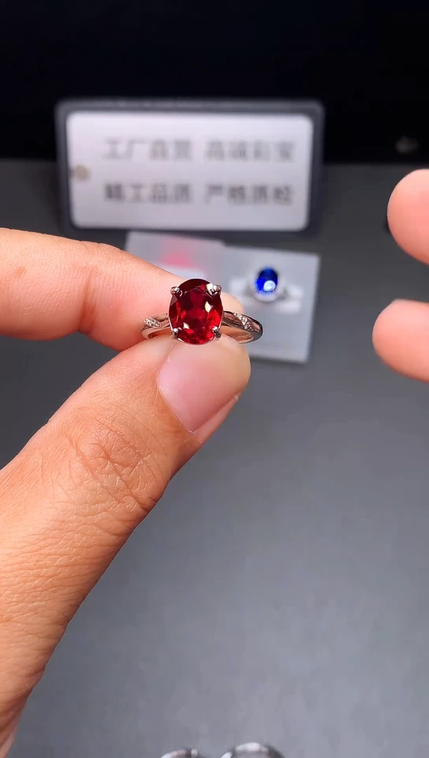 银S925镶嵌戒指红宝石11