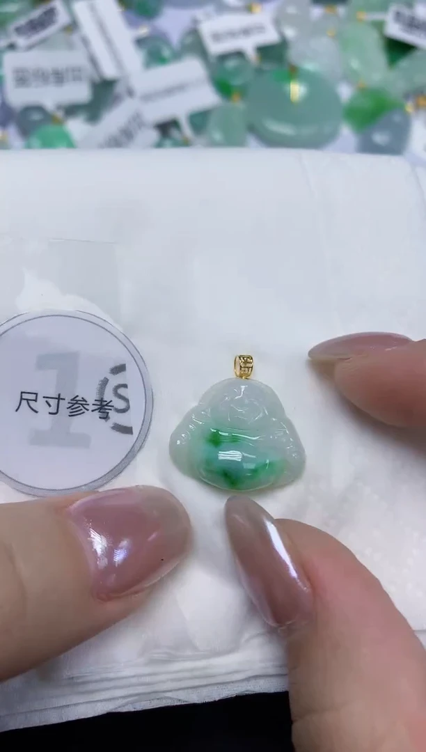 翡翠18K金镶嵌颈饰天然缅甸翡翠A货百元以上9元证书费自理