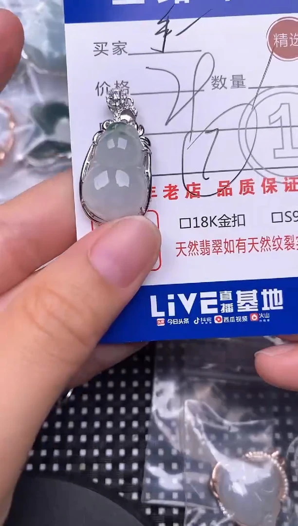 颈饰银S925镶嵌翡翠高*挂件
