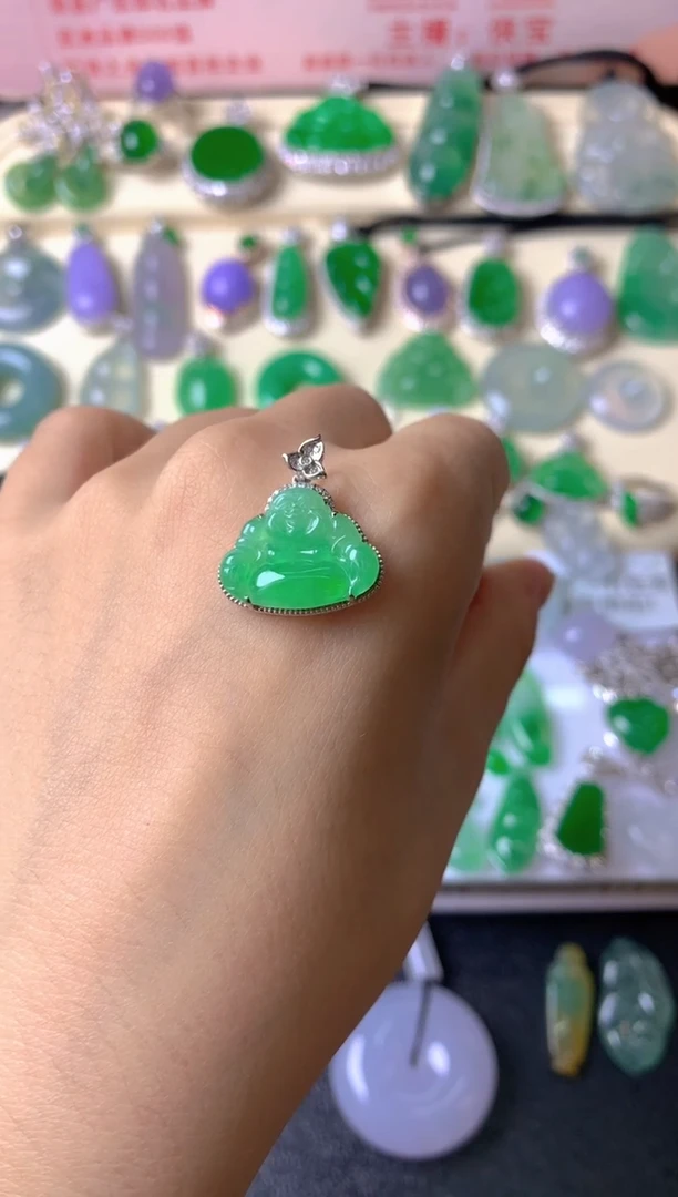 吊坠(不含链)18K金镶嵌翡翠冬**阳吊坠