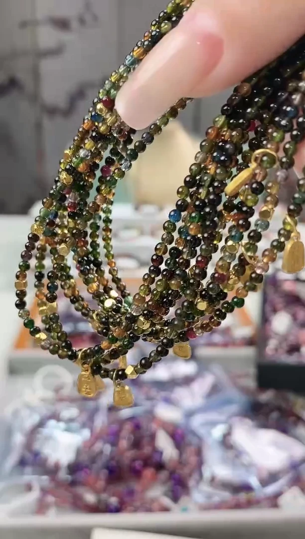 【闪购商品】碧玺黑糖脚链未镶嵌多人多样性发其一