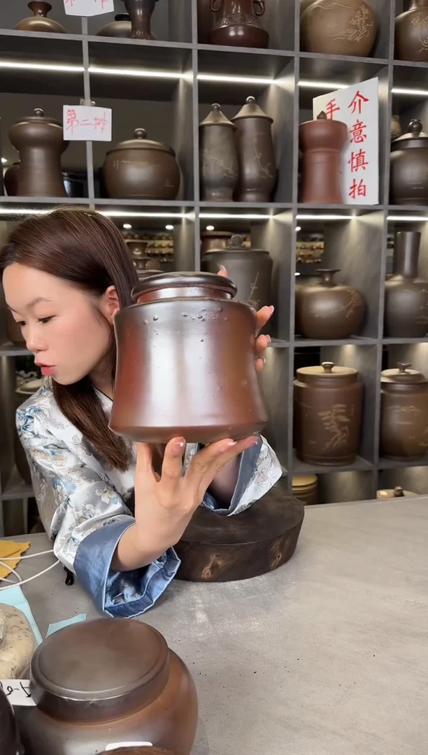 【闪购商品】罐本陶手作泥兴陶柴烧八两装茶叶罐瑕疵气泡