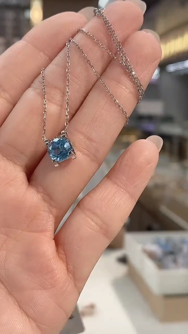 银S925镶嵌托帕石项链231ZB1030产品一个