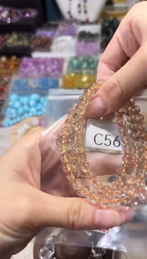 水晶手串未镶嵌C56金发三圈手串拍2