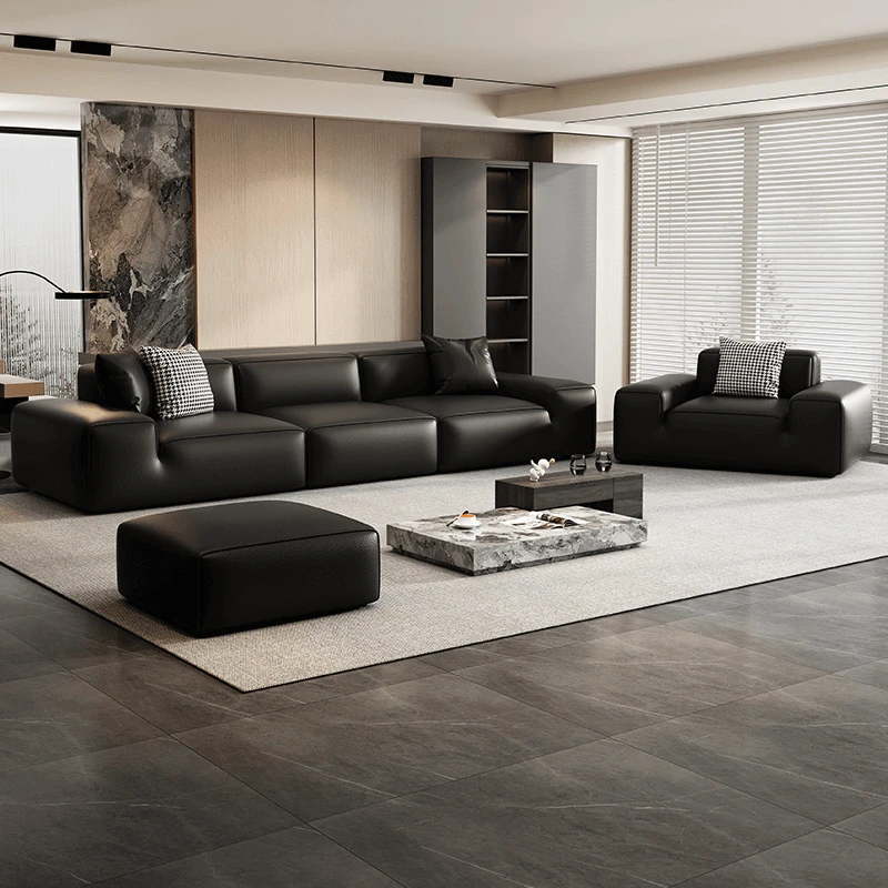 大黑牛全青皮沙发意式极简客厅轻奢真皮青皮沙发头层牛皮皮艺家用