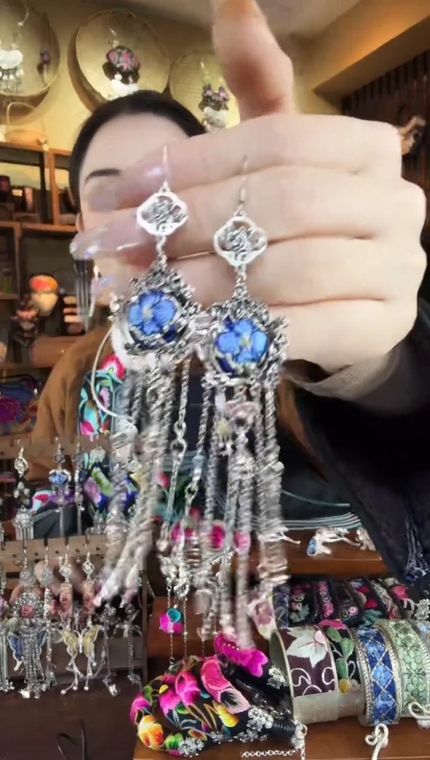 刺绣非遗刺绣民族风耳环