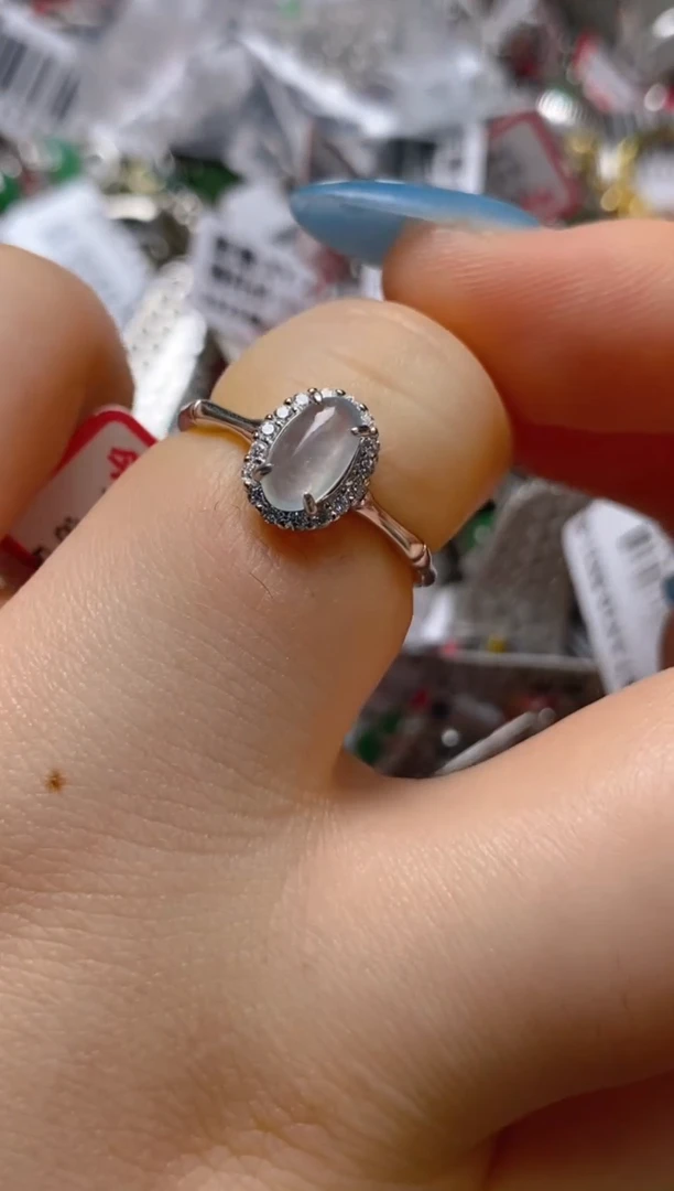 银S925镶嵌戒指翡翠百内无证书