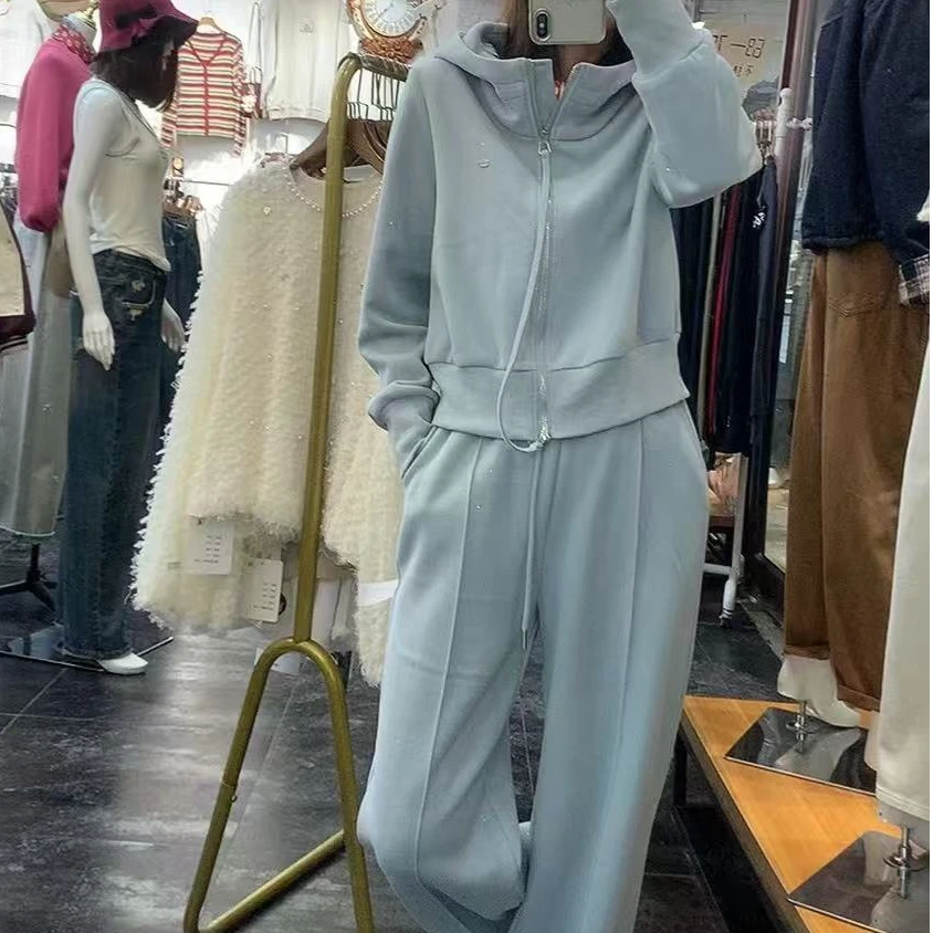 实体店常卫衣外套阔腿裤两件套套装星空版设计感高档洋气显高显瘦