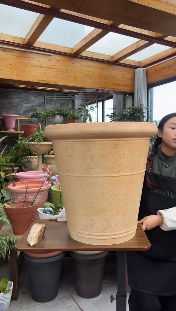 55*53/象牙色超大手工强体花盆/NUK55