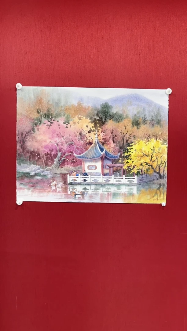 【闪购商品】国画武朝利老师作品 水彩画 带框 4平尺
