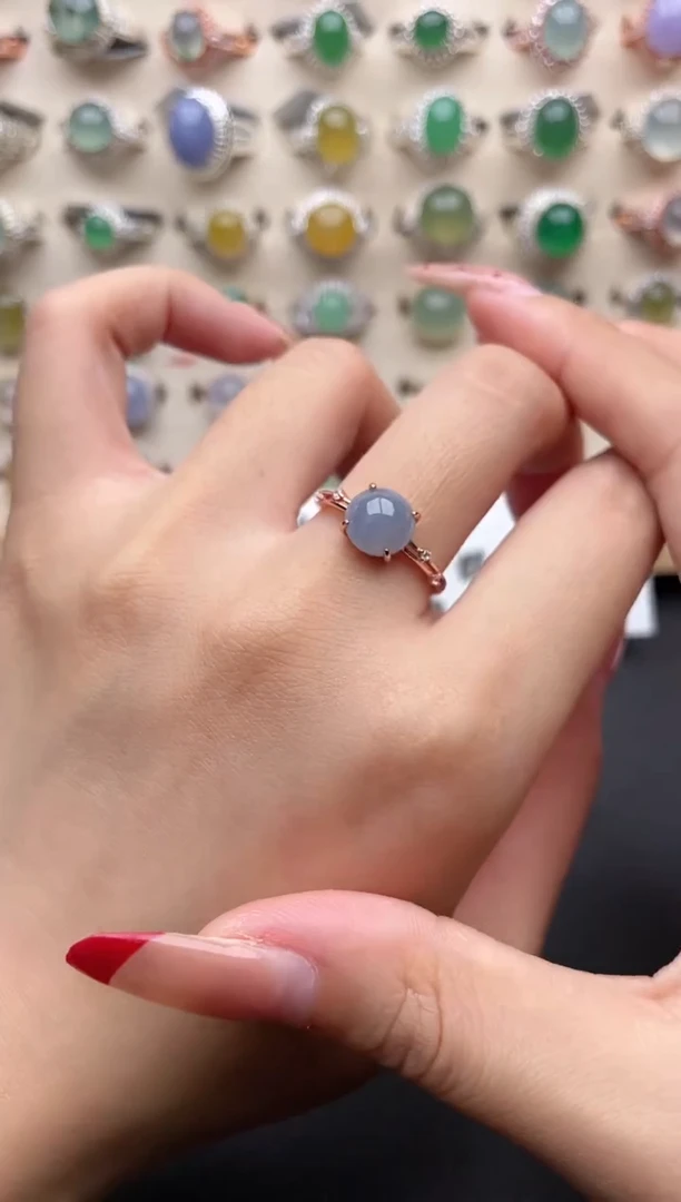 【闪购商品】翡翠戒指银S925镶嵌一物一证一礼盒