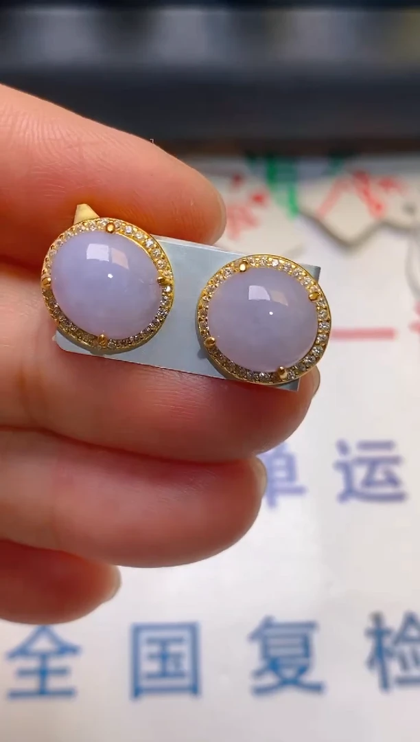 【闪购商品】翡翠耳饰银S925镶嵌天然A货翡翠1