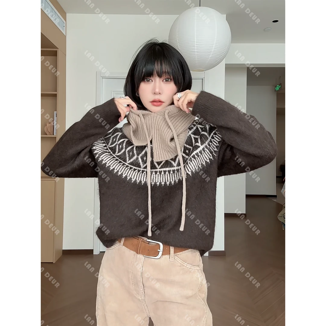 JIUJIU【枫叶落语】重磅100%牦牛绒百搭圆领套头秋冬毛针织衫女