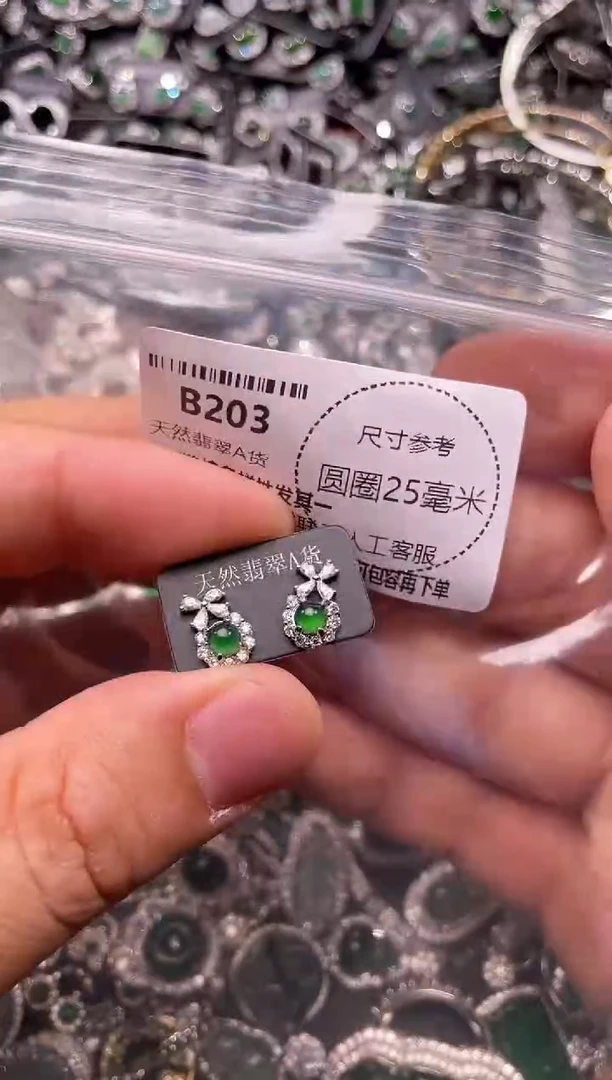 翡翠未镶嵌颈饰B203耳钉