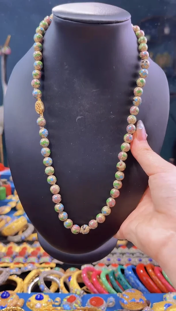 景泰蓝项链米黄色0.8