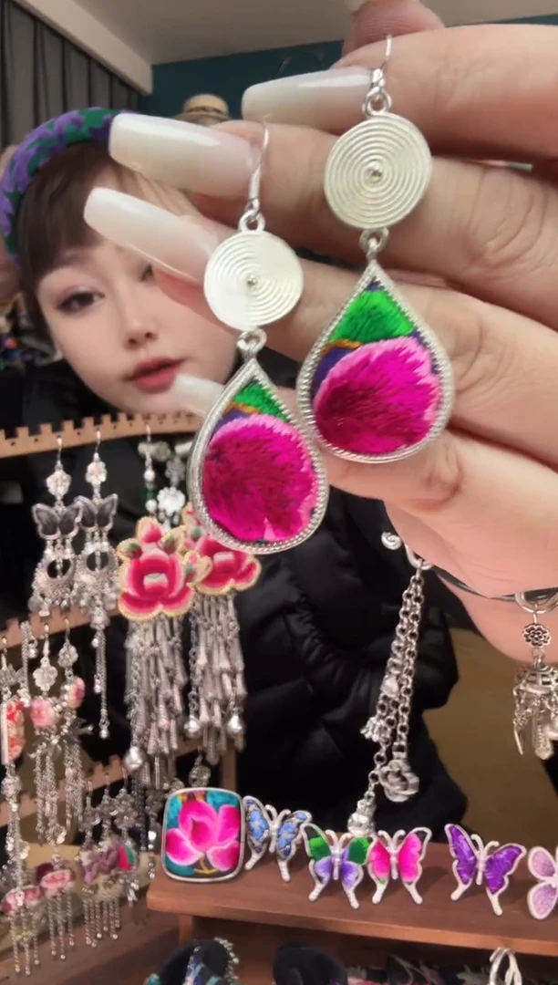 刺绣纯手工民族风刺绣耳环