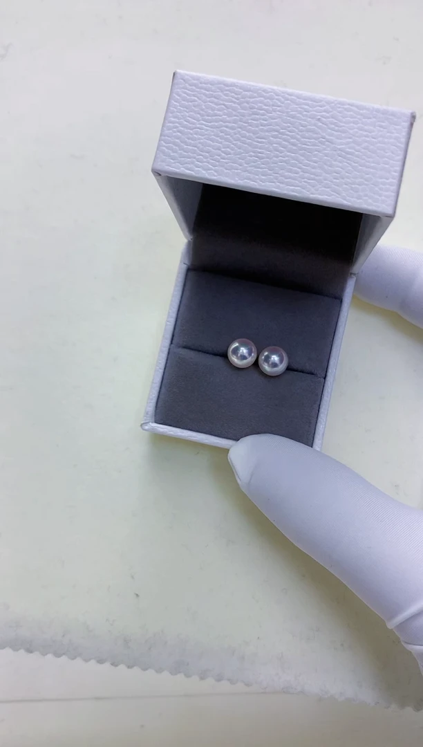 【闪购商品】海水珍珠饰品18K金镶嵌7.5-8素钉定制