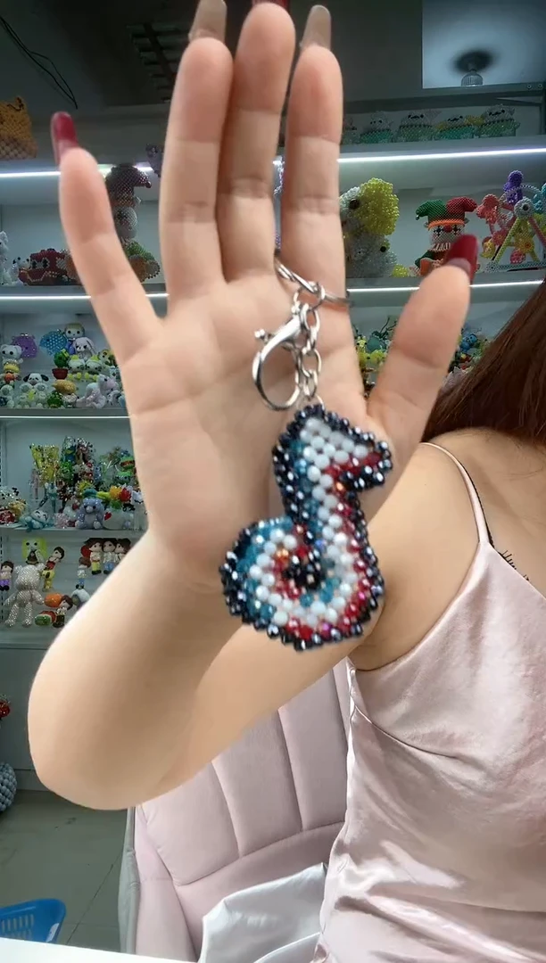 玻璃3027卡4水晶抖音挂件材料包1套带钥匙扣