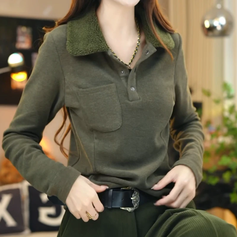 新款百搭时尚翻领按扣设计双面绒加厚保暖短款上衣LK2508452