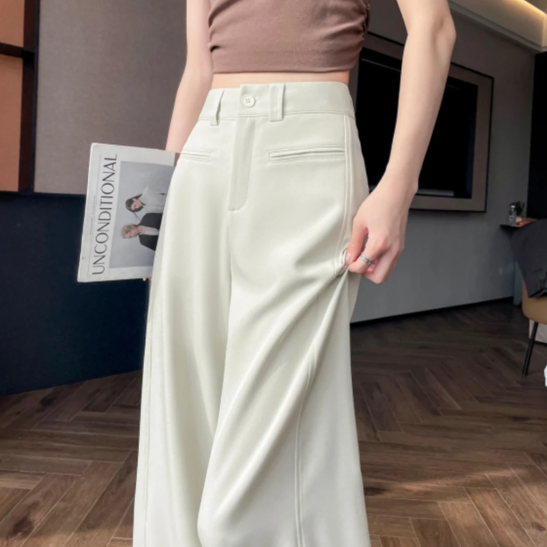 西装阔腿裤女2025初秋高级感弯刀裤直筒拖地阔腿裤