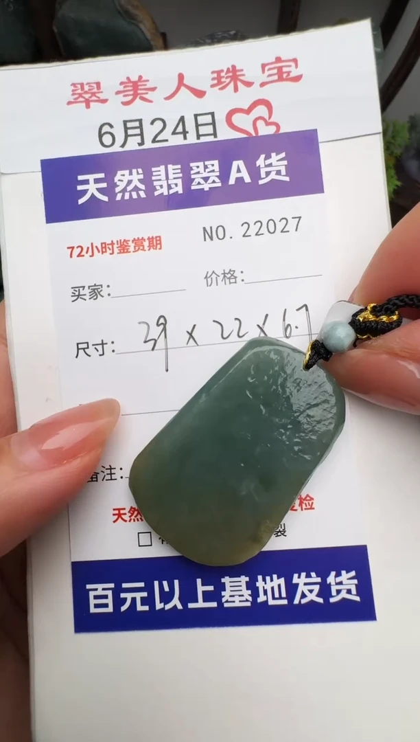 翡翠未镶嵌颈饰原石22027