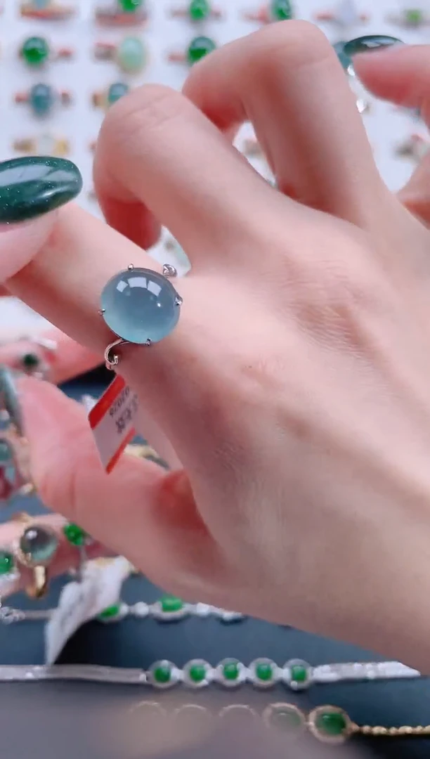 银S925镶嵌戒指翡翠天然翡翠