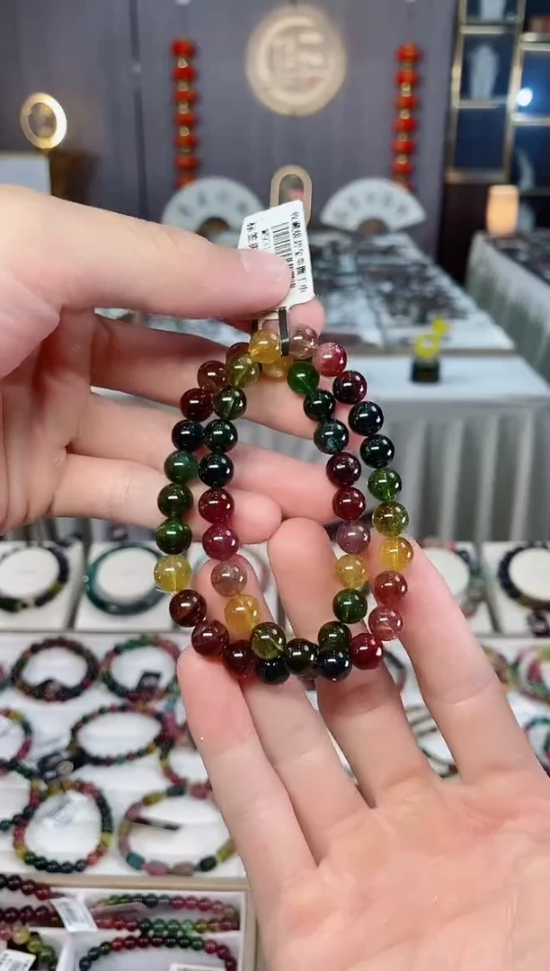 未镶嵌收藏级老矿碧玺单圈手串8mm+碧玺xion多样性发一条