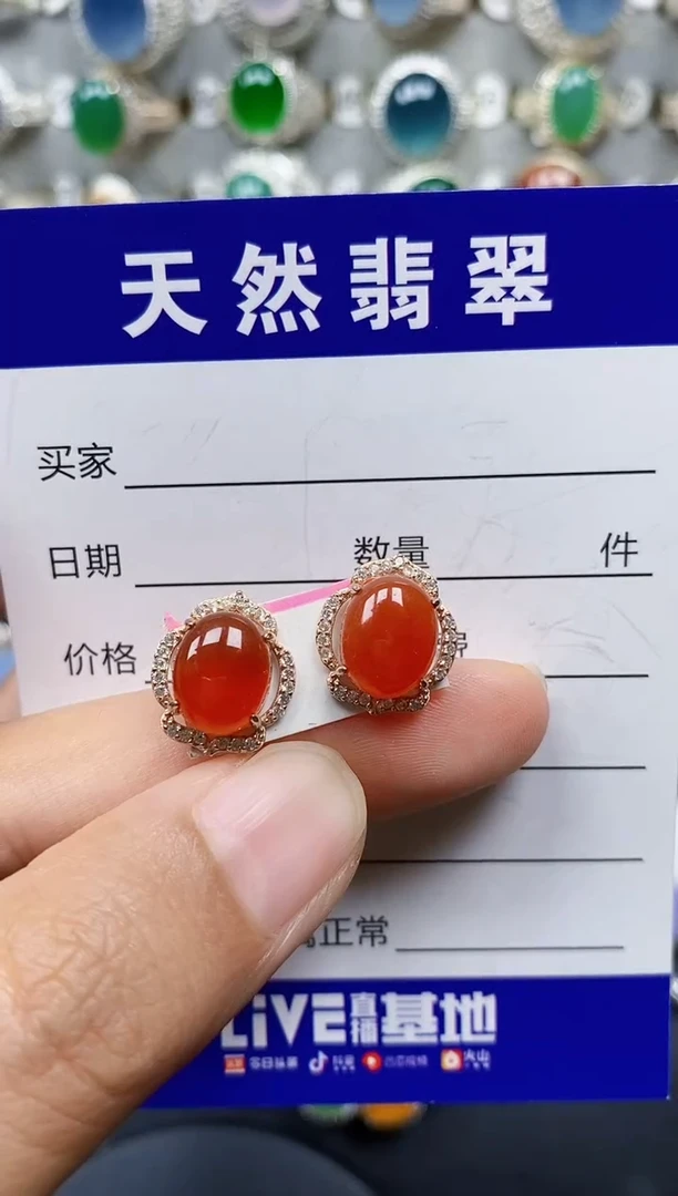 玛瑙/玉髓耳钉银S925镶嵌0252