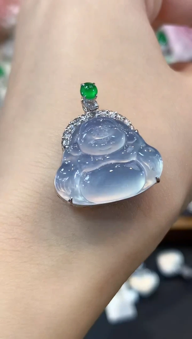 吊坠(不含链)18K金镶嵌翡翠C129