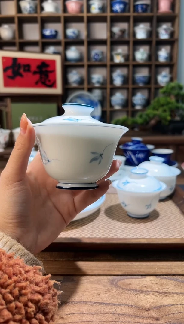 【闪购商品】100cc-小二才玉兰花盖碗