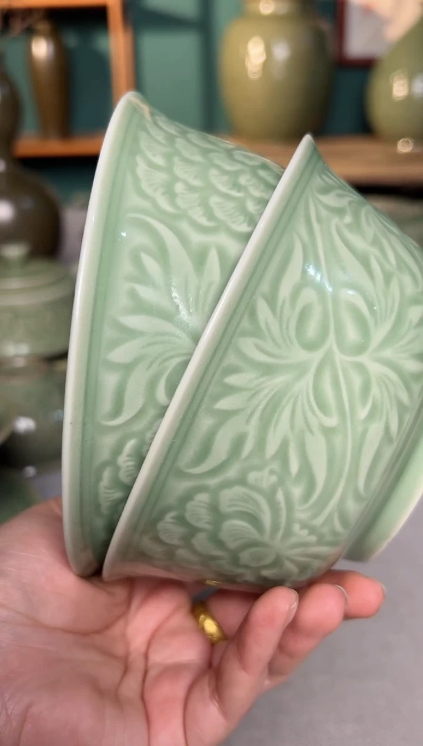 【闪购商品】其他耀州窑5.5寸塔式牡丹碗微瑕福利2只特价