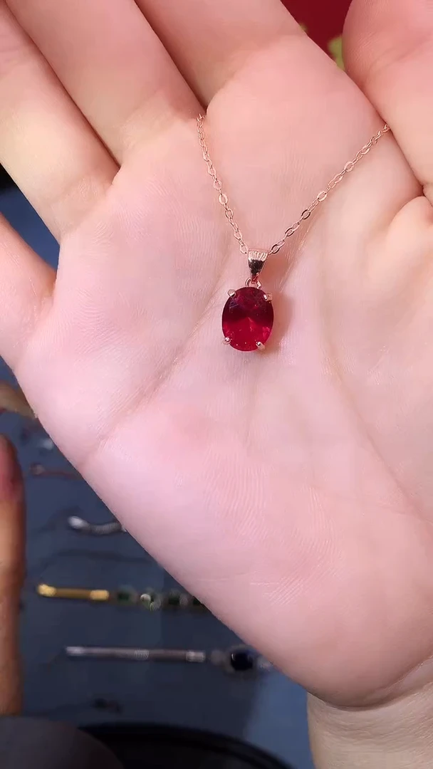 【闪购商品】红宝石吊坠(赠链)银S925镶嵌111111